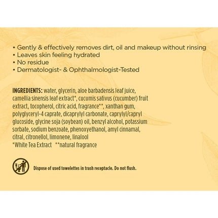 Burt's Bees Purifying Facial Towelettes with White Tea Extract for All Skin Types - Maison des fragrances