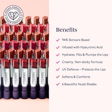 By Terry Hyaluronic Hydra - Balm Hydrating Lipstick for Soft Plump Lips with UV Defense Color Shine Vegan 1 Sexy Nude - Maison des fragrances