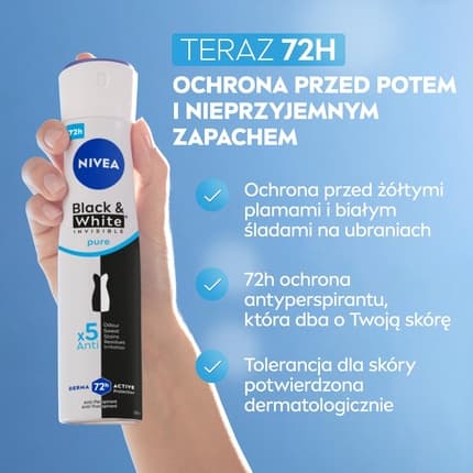 Nivea Black & White Invisible Pure Antiperspirant Déodorant (Déo) Femme 250ml