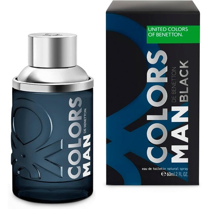 Benetton Black from United Colors Eau de Toilette for Men Long Lasting Casual and Modern Fragrance Amber Woody Lavender and Vetiver Notes Ideal for Day Wear 60ml United Colors Of Benetton