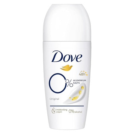 Dove Original Roll-On Deodorant 0% Aluminum Salts with 1/4 Moisturizing Cream and 48 Hour Protection 50ml Dove