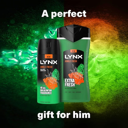 LYNX Jungle Fresh The Wingmen Duo Deodorant Gift Set Body Wash & Body Spray 2 Piece Axe/Lynx