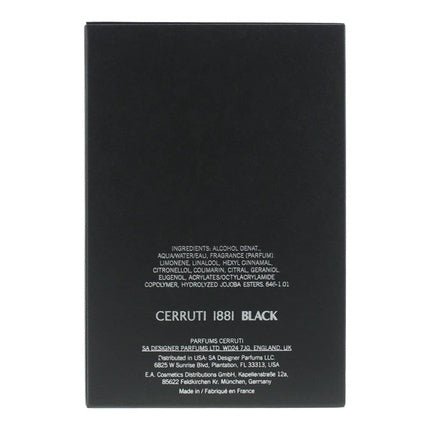 Cerruti 1881 Black Pour Homme 100ml Eau de Toilette Spray - Maison des fragrances