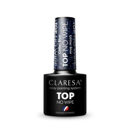 Claresa Top Glitter No Wipe Hybrid Nail Polish Top Coat Glitter Blue 5g - Maison des fragrances