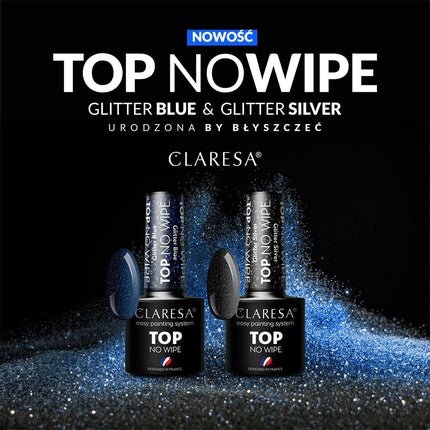 Claresa Top Glitter No Wipe Hybrid Nail Polish Top Coat Glitter Silver 5g - Maison des fragrances