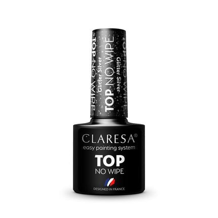 Claresa Top Glitter No Wipe Hybrid Nail Polish Top Coat Glitter Silver 5g - Maison des fragrances