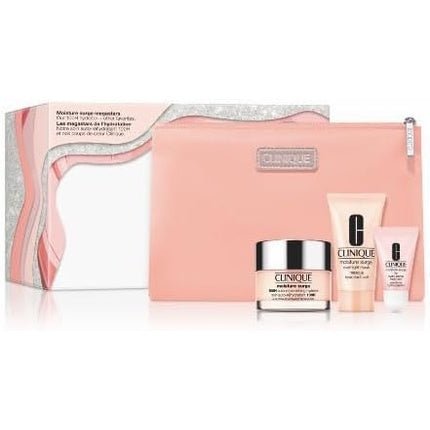 Clinique Moisture Surge Megastars Hydrating Skincare 3 Piece Gift Set: 100H Auto - replenishing Hydrator + Overnight Mask + Lip Hydro - Plump Treatment + Pink Washbag - Maison des fragrances