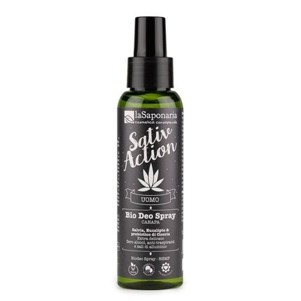 Cosmétiques avec du CBD La Saponaria Spray Déodorant Bio Uomo SativAction - 100 ml - Maison des fragrances