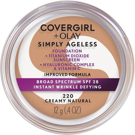 COVERGIRL & Olay Simply Ageless Foundation Creamy Natural 220 0.4 Oz 12g Brown - Maison des fragrances