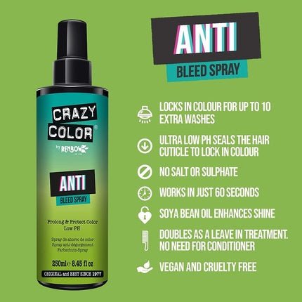Crazy Color Anti Bleed Lock in Hair Colour Spray 250ml - Maison des fragrances