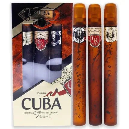 Cuba Trio 1 Men 3 Piece Gift Set 1.17oz Gold Eau de toilette Spray, 1.17oz Royal Eau de toilette Spray, 1.17oz VIP Eau de toilette Spray - Maison des fragrances