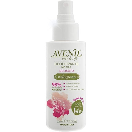 Avenil Pure & Soft Deodorant No Gas Soft Pomegranate 100% Organic Oats 75ml Avenil