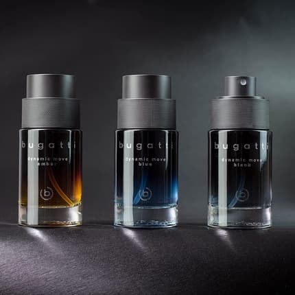 Bugatti Dynamic Move Black 's Perfume - Oriental Woody - Sensual and Strong Combination of Cashmere Wood, Musk, and Lychee - Fruity, Fresh, and Woody-Warm Eau de Toilette (EDT) Homme 100ml