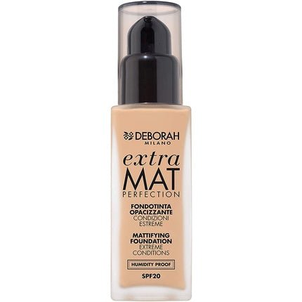 Deborah Extra Mat Perfection Foundation N.3.2 Hazelnut Finish Opaque Texture No Transfer and Humidity Proof SPF20 30ml - Maison des fragrances