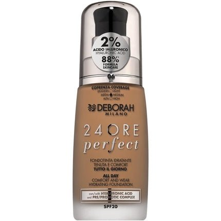 Deborah Milano 24 Hours Liquid Foundation Perfect Moisturizing SPF 20 30ml No.6 Caramel - Maison des fragrances