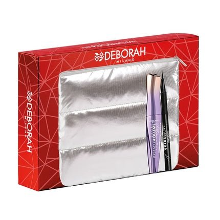 Deborah Milano Women's Gift Set Eye Bag with Instant Maxi Volume Mascara Up to The Stars and 24 - Hour Extra Black Eyeliner Pen 06 - Maison des fragrances