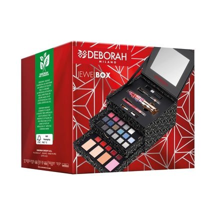 Deborah Milano Women's Makeup Jewel Box Gift Set - Mascara, Eye Pencil, Lipstick, Lip Gloss, Face Powder in Various Finishes and Colors - Maison des fragrances