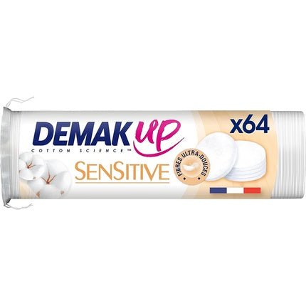 Demak'Up Sensitive Makeup Remover Pads for Face and Eyes 64 Natural Cotton Pads - Maison des fragrances