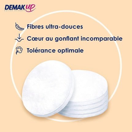Demak'Up Sensitive Makeup Remover Pads for Face and Eyes 64 Natural Cotton Pads - Maison des fragrances