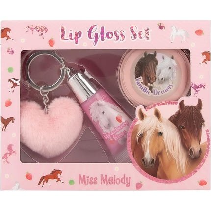 Depesche Miss Melody Lip Gloss Set in Horse Design for Kids 2 Glosses with Fruity Scents Including Plush Pendant - Maison des fragrances
