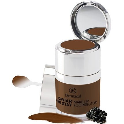 Dermacol 2 - in - 1 Long - Stay Foundation & Concealer with Caviar Dark Chocolate - Maison des fragrances