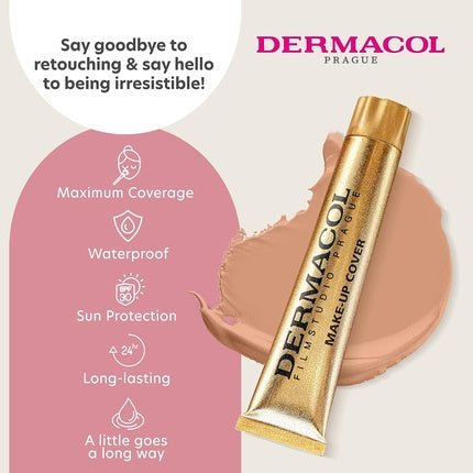 Dermacol Full Coverage Foundation Liquid Makeup Matte Foundation with SPF 30 Waterproof Foundation for Oily Skin Acne & Under Eye Bags Long - Lasting Makeup Products 30g Shade 225 - Maison des fragrances