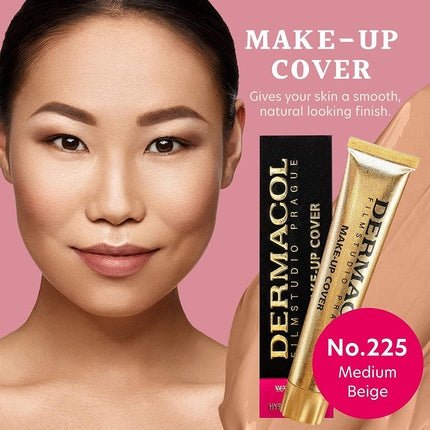 Dermacol Full Coverage Foundation Liquid Makeup Matte Foundation with SPF 30 Waterproof Foundation for Oily Skin Acne & Under Eye Bags Long - Lasting Makeup Products 30g Shade 225 - Maison des fragrances