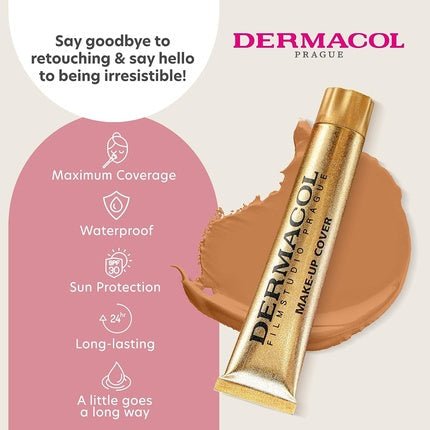 Dermacol Full Coverage Foundation Liquid Makeup Matte Foundation with SPF 30 Waterproof Foundation for Oily Skin Acne & Under Eye Bags Long - Lasting Makeup Products 30g Shade 224 - Maison des fragrances