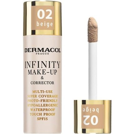 Dermacol Infinity Makeup and Corrector Super Coverage Photo - Friendly Waterproof Touc Proof SPF 15 02 Beige - Maison des fragrances