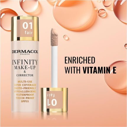 Dermacol Infinity Makeup and Corrector Super Coverage Photo - Friendly Waterproof Touc Proof SPF 15 02 Beige - Maison des fragrances