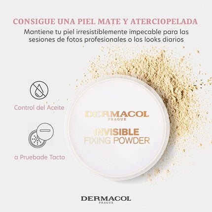 Dermacol Invisible Fixing Face Powder Touch - Proof Translucent Powder for Oily Skin & Other Skin Types Loose Powder Makeup Matte Powder with Powder Puff 13.5g Light - Maison des fragrances