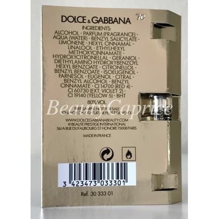 Dolce & Gabbana The One The New D&G Eau de Toilette (EDT) Mixte 1ml - Maison des fragrances