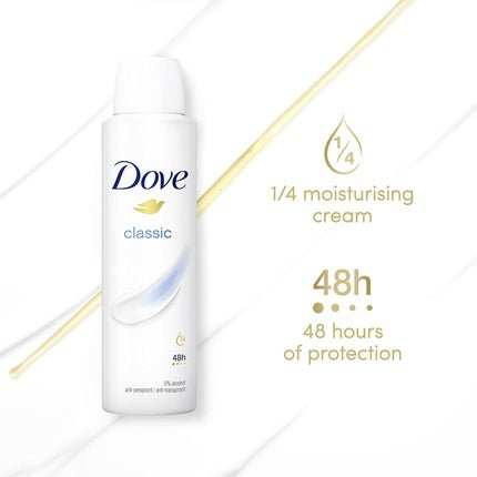 Dove Classic Anti-Perspirant Deodorant Spray with ¼ Moisturizing Cream 150ml - Pack of 6 - Maison des fragrances