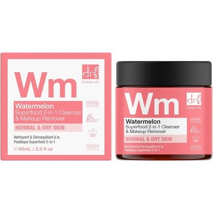 Dr Botanicals Natural Superfood 2 in 1 Cleanser & Makeup Remover with Watermelon Seed Oil and Omega Acids 60ml - Maison des fragrances