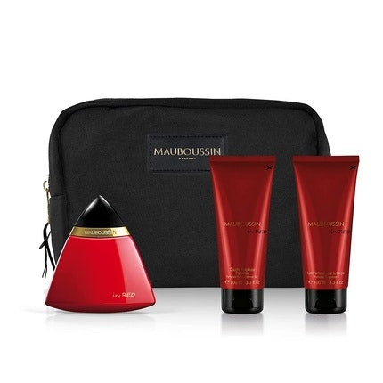 Mauboussin Prestige 2022 in Red Eau de Parfum 100ml Precious Shower 100ml Fragrance Milk 100ml and Toiletry Bag Mauboussin