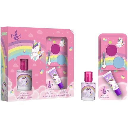 Eau My Unicorn Gift Set for Kids Eau de Toilette Lip Gloss Eye Shadow Palette Brush Vegan FSC Approved - Maison des fragrances