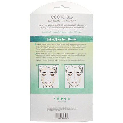 EcoTools Define & Highlight Duo Makeup Brush Set for Powder, Bronzer, & Highlighter - 2 Count - Maison des fragrances