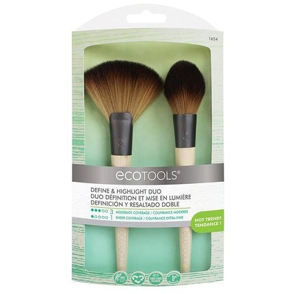 EcoTools Define & Highlight Duo Makeup Brush Set for Powder, Bronzer, & Highlighter - 2 Count - Maison des fragrances
