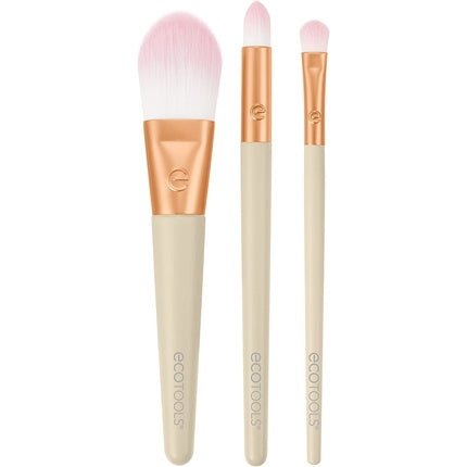 EcoTools Limited Edition Mini Max Glow Makeup Brush Kit for Powder, Liquids, and Creams - 3 Piece Gift Set - Maison des fragrances