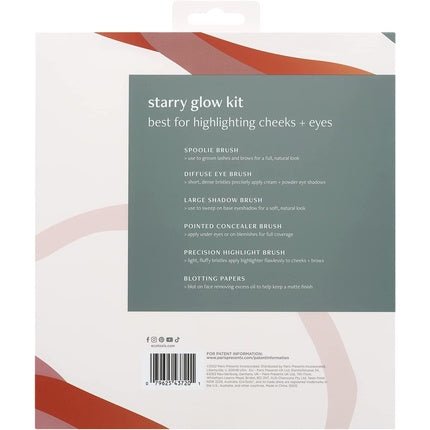 EcoTools Limited Edition Starry Glow Makeup Brush Kit for Eyes and Highlighting with Blotting Papers - 6 Piece Gift Set Cream - Maison des fragrances