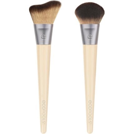 EcoTools New Natural Blush & Highlight Duo Face Makeup Brushes for Powder Makeup Vegan & Cruelty - Free - Maison des fragrances