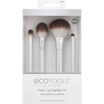 EcoTools Precious Metals Cheek & Eye Highlight Makeup Brush Kit - 4 Piece Set - Maison des fragrances
