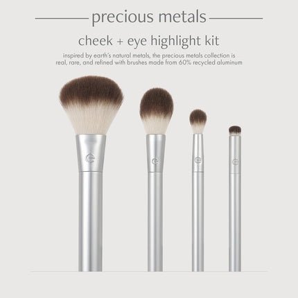 EcoTools Precious Metals Cheek & Eye Highlight Makeup Brush Kit - 4 Piece Set - Maison des fragrances