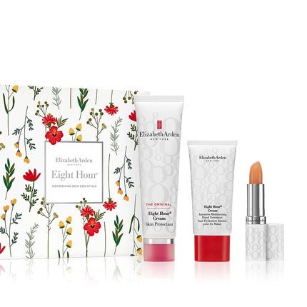 Elizabeth Arden Eight Hour Nourishing Skin Essentials Set Cream Skin Protectant 50ml, Lipstick, Hand Treatment 30ml - Maison des fragrances
