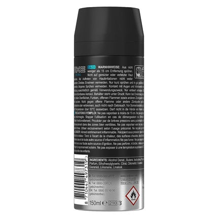 Axe Ice Chill Deodorant without Aluminum Provides 48 Hours of Effective Protection Against Body Odor 150ml Axe/Lynx