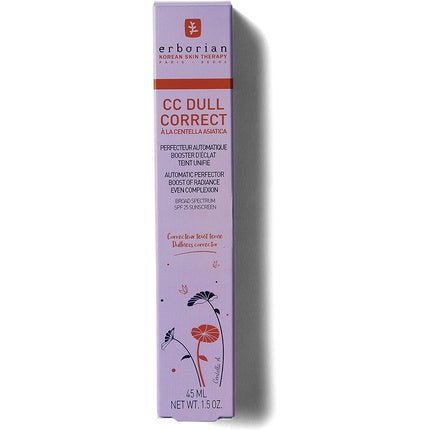 Erborian CC Dull Correct with Centella Asiatica Korean Skincare and Makeup Cream Primer Blur for Radiance Boosting and Soothing Effects Even Complexion SPF 25 All Skin Type 45ml - Maison des fragrances