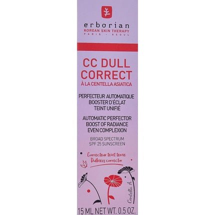 Erborian CC Dull Correct with Centella Asiatica Korean Skincare and Makeup Cream Primer Blur for Radiance Boosting and Soothing Effects Even Complexion SPF 25 All Skin Type 15ml - Maison des fragrances