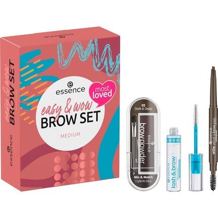 Essence Cosmetics Easy & WOW Brow Set Medium Makeup Gift for Women Vegan - Maison des fragrances