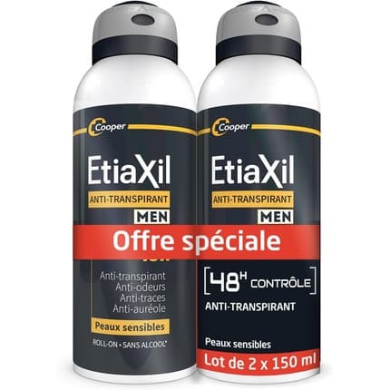 Etiaxil Deodorant Anti-Perspirant 48h Control Aerosol - Pack of 2 Déodorant (Déo) Homme 150ml - Maison des fragrances