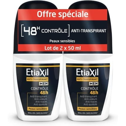 Etiaxil Deodorant Anti - Perspirant Control 48h Roll - On - Pack of 2 Déodorant (Déo) Homme 50ml - Maison des fragrances